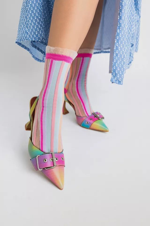 Sock Candy Candy Stripe Ruffle  Sock | Urban Outfitters (US and RoW)