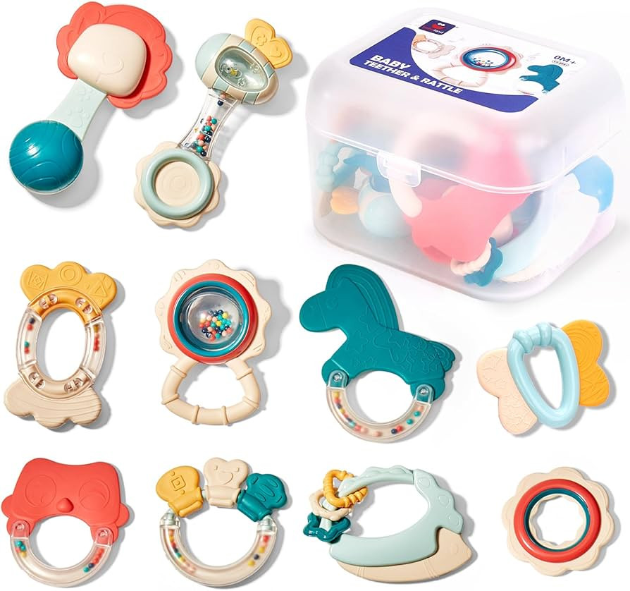 hahaland Baby Toys 0-6 Months - Baby Rattle Teething Toys 3-6 Months 10 Pcs | Amazon (US)