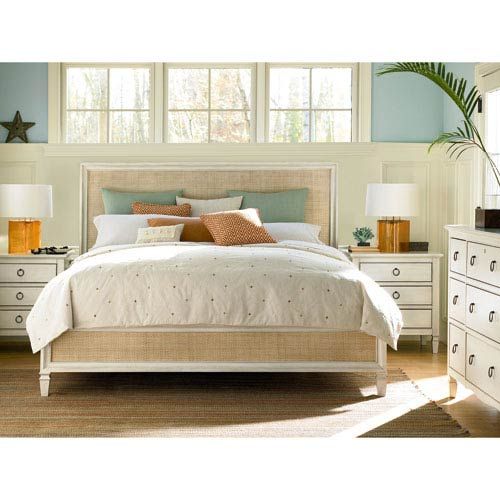Summer Hill White Complete Woven Accent Queen Bed | Bellacor