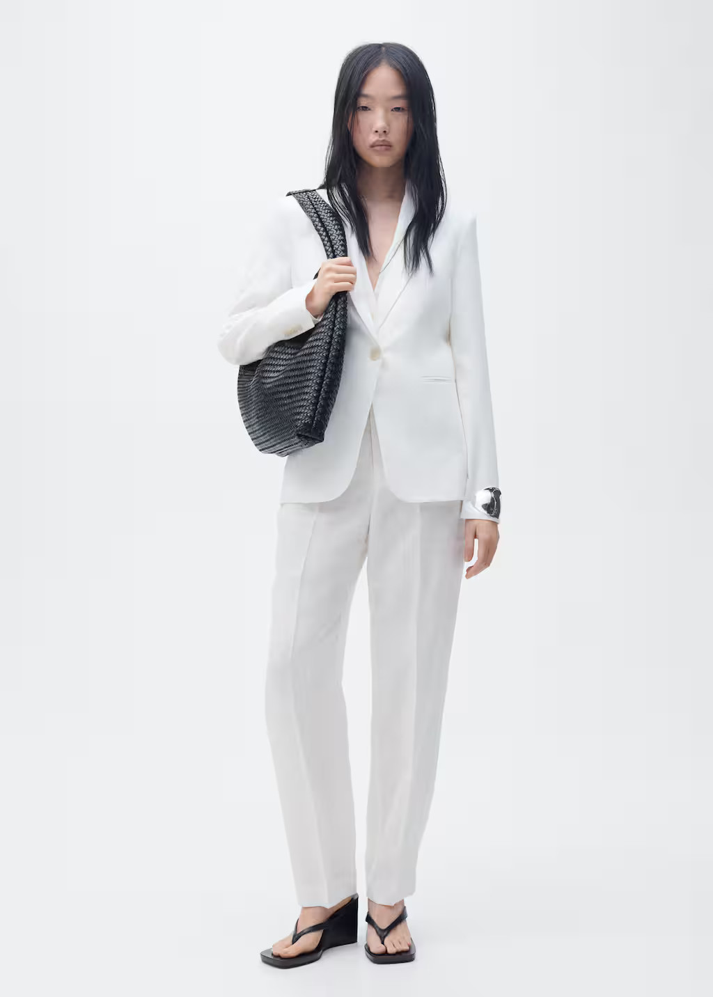 Linen suit blazer off white - Women - 12 - MANGO | Mango (US/MX/AU)