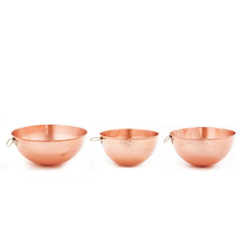 Old Dutch 2 Qt., 4.5 Qt., 5 Qt. Solid Copper Beating Bowl (Set of 3), Brown | The Home Depot