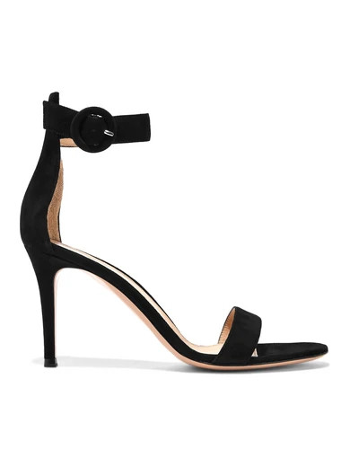 Gianvito Rossi - Portofino 85 Suede Sandals - Black | NET-A-PORTER (US)