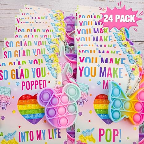 ORIENTAL CHERRY Valentines Day Gifts for Kids - 24 Valentines Cards with Pop Bubbles Bulk- Valent... | Amazon (US)