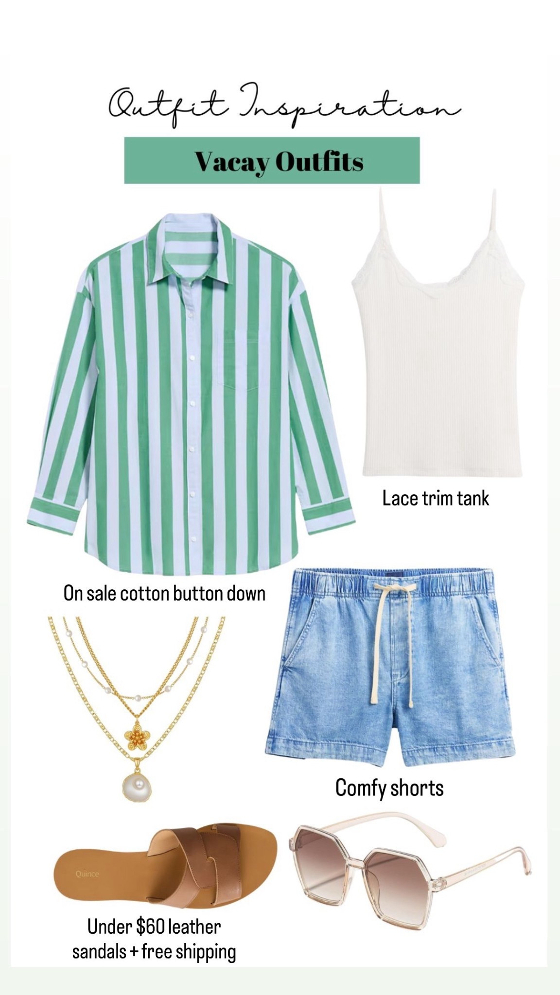 Easy vacation outfit on sale. Cotton button down, elastic denim shorts 

#LTKTravel #LTKSaleAlert