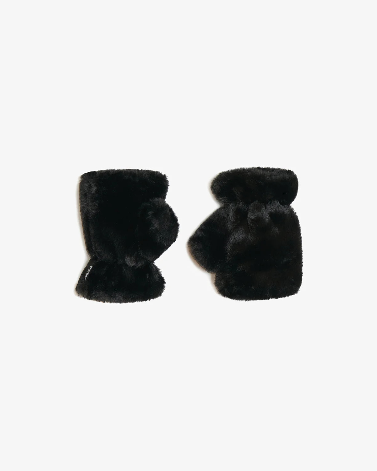 Ariel Noir | Faux Fur Fingerless Gloves | Apparis