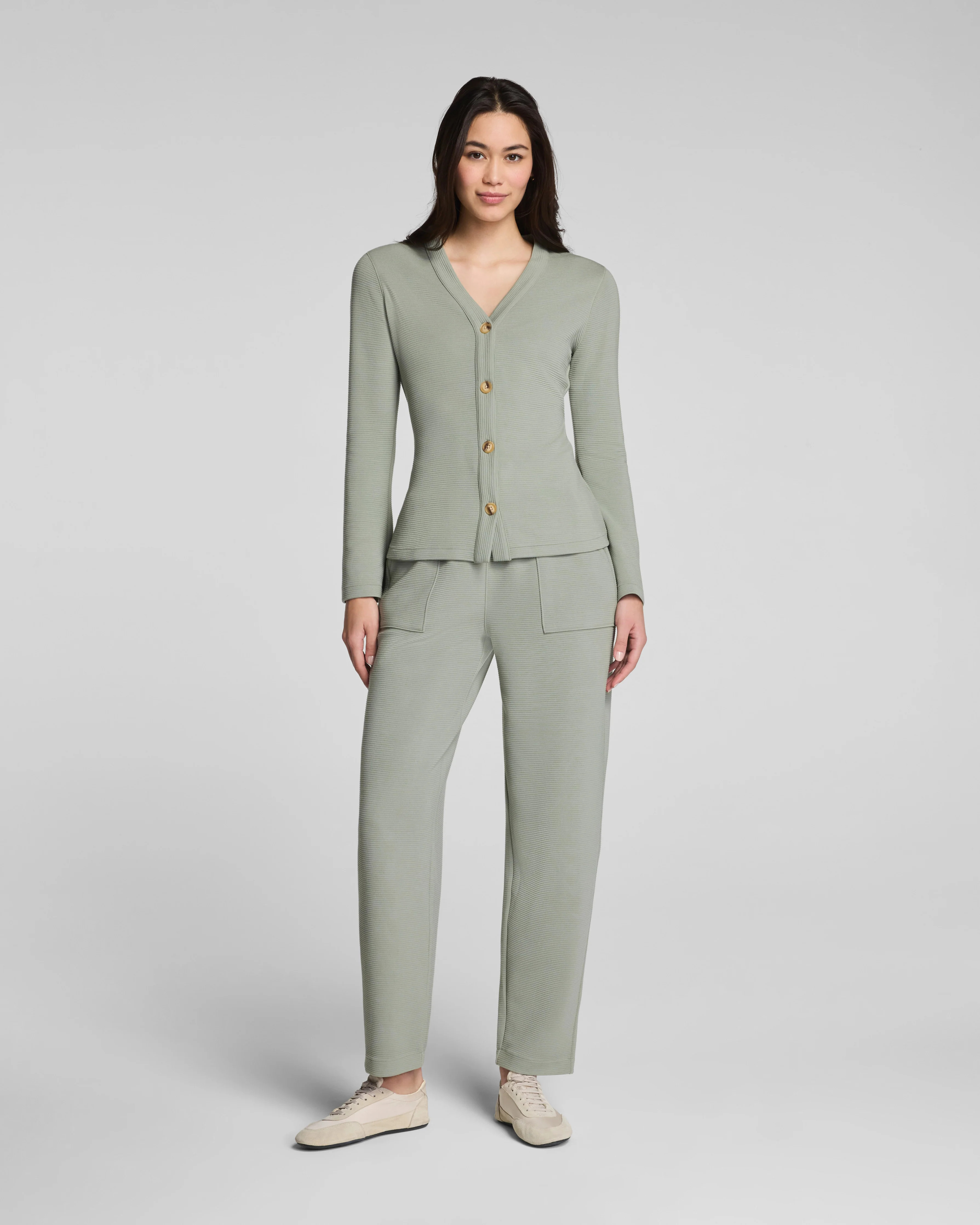 Spanx Women's SPANX AirEssentials French Rib Barrel Leg Pants in Sage Brush | Spanx