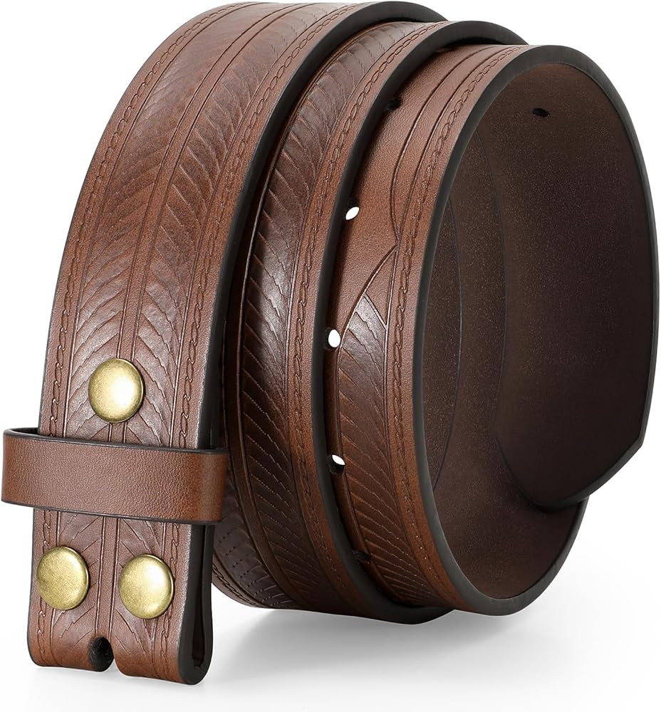 TRIWORKS Western Belts for Men without Buckle Cowboy Cowgirl Leather Belts Strap for Jeans | Amazon (US)