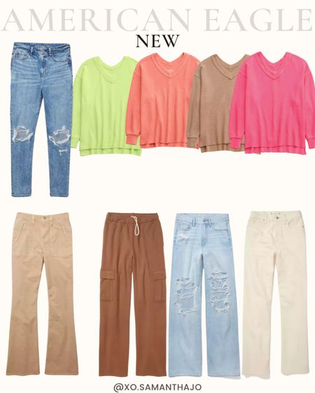 American Eagle & Aerie 

Cargo sweat pants - wide leg sweat pants - flat cargo pants - baggy distressed jeans - straight leg jeans - ribbed light weight sweater - off the shoulder sweater - mom jeans - waffle knit body suit - over sized sweatshirts - graphic tees - smiley face - Budweiser 

#LTKstyletip #LTKsalealert #LTKFind