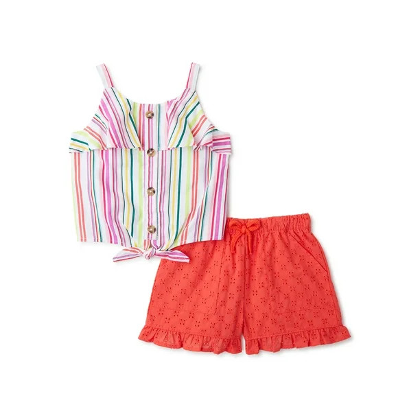 Wonder Nation Baby and Toddler Girl Tank and Shorts Outfit Set, 2-Piece, Sizes 12 Months-5T - Wal... | Walmart (US)