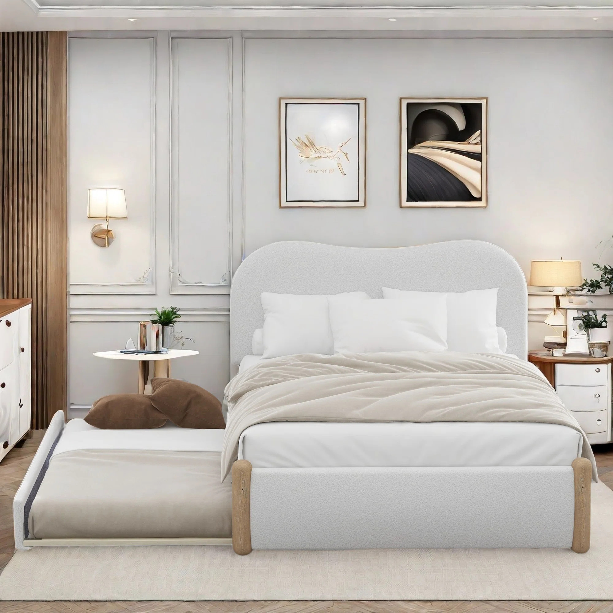 Upholstered Platform Bed with Twin Size Trundle Syrina | Wayfair North America