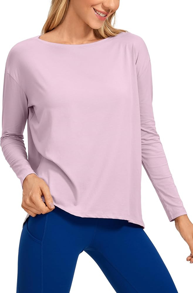 CRZ YOGA Long Sleeve Workout Shirts for Women Loose Fit-Pima Cotton Yoga Shirts Casual Fall Tops ... | Amazon (US)