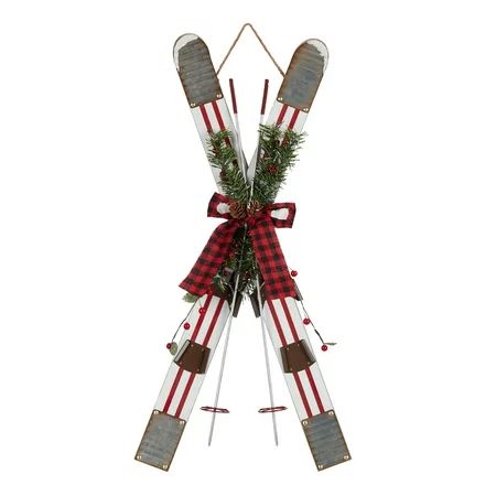 Holiday Time Vintage Style Snow Skis Hanging Wall Décor, 30" | Walmart (US)