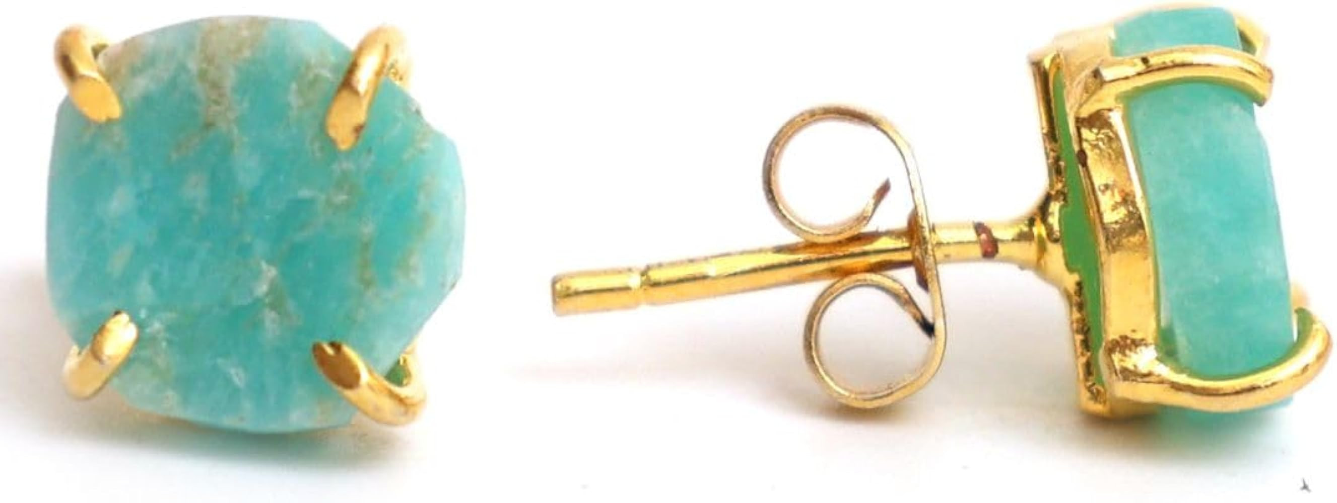 Gempires Natural Raw Prong Setting Stud Earrings, 8-10 mm Crystals Earring, Handmade Jewelry, Gif... | Amazon (US)