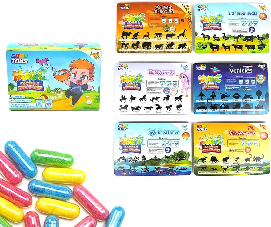 GosuToys Magic Capsule Creatures - 6 Theme Packs with 12 Capsules Each - Farm, Sea, Unicorns, Din... | Amazon (US)