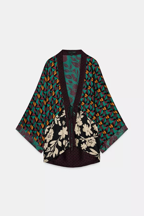 PRINTED SATIN KIMONO | Zara US