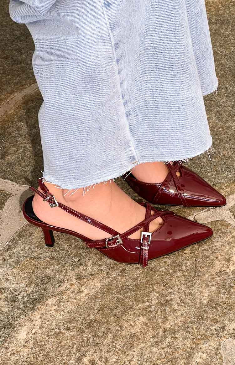 Therapy Juicy Red Patent Slingback Heels | Beginning Boutique (US)
