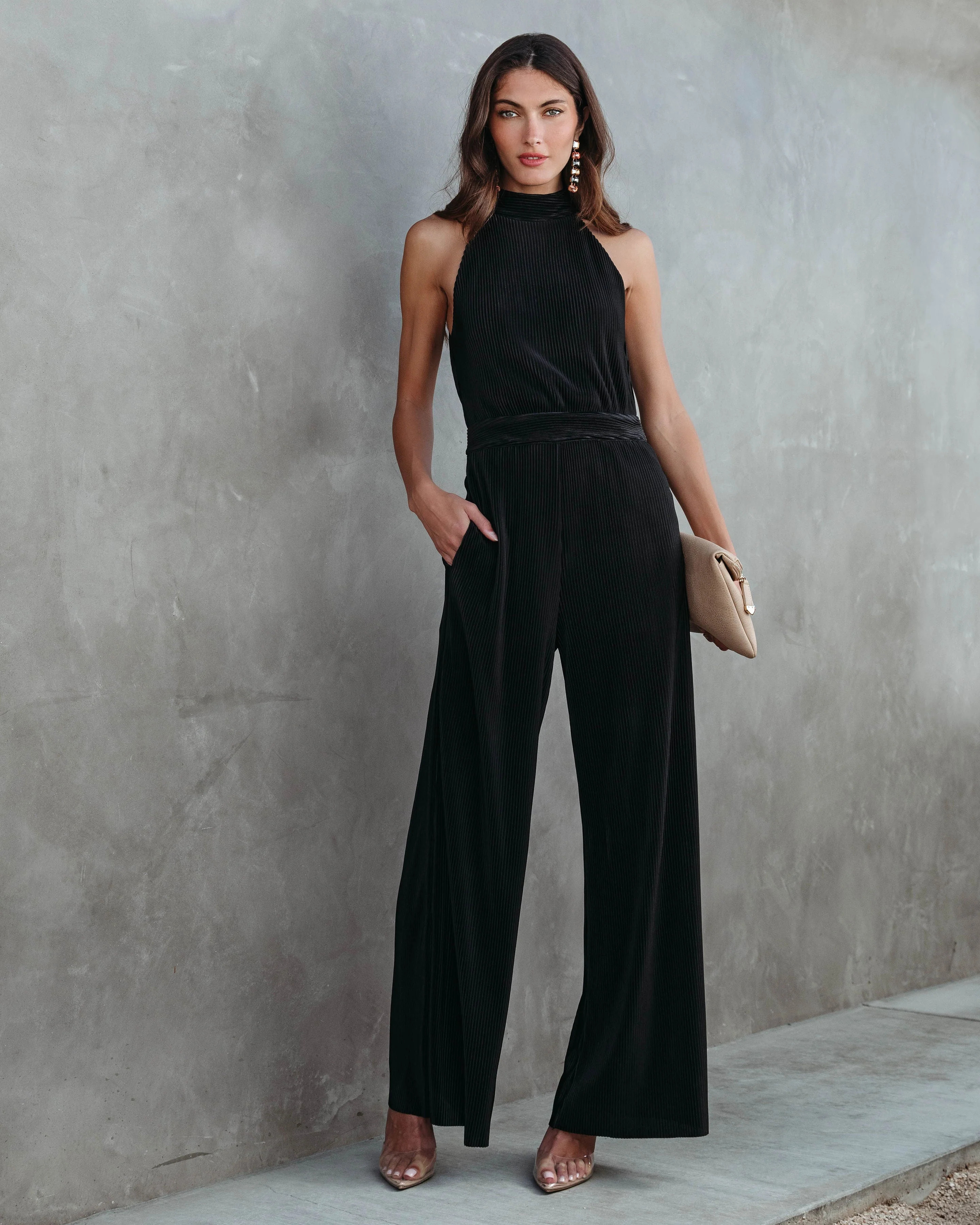 Naya Pocketed Plisse Jumpsuit | VICI