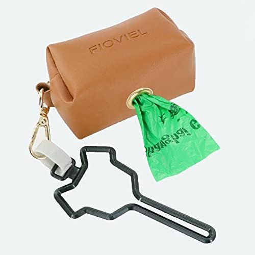 Dog Poop Bag Dispenser, Dog Leash Waste Bag PU Leather Dispenser Velcro Portable with Carabiner C... | Amazon (US)