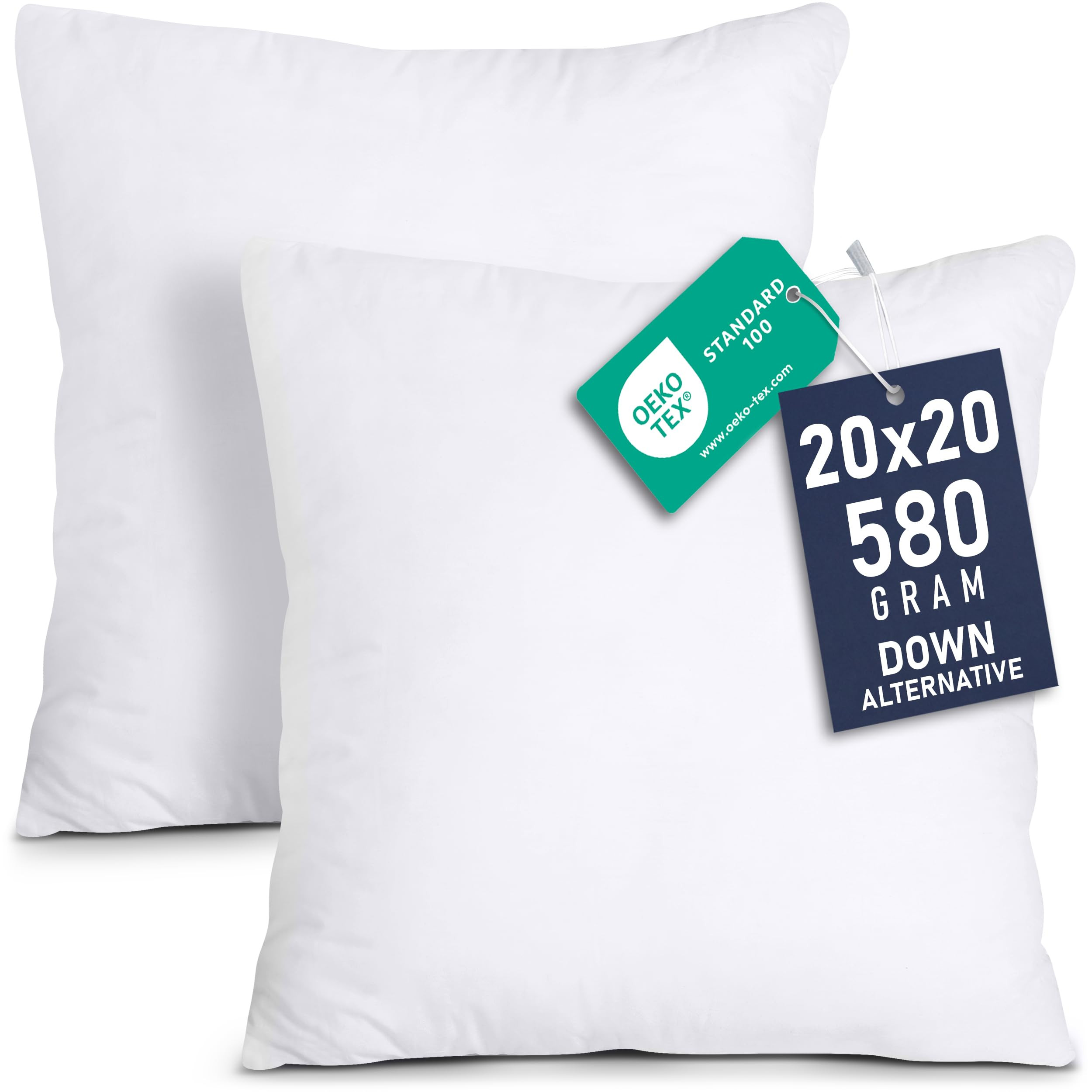 Utopia Bedding Throw Pillows Insert (Pack of 2, White) - 20 x 20 Inches Bed and Couch Pillows - I... | Amazon (US)