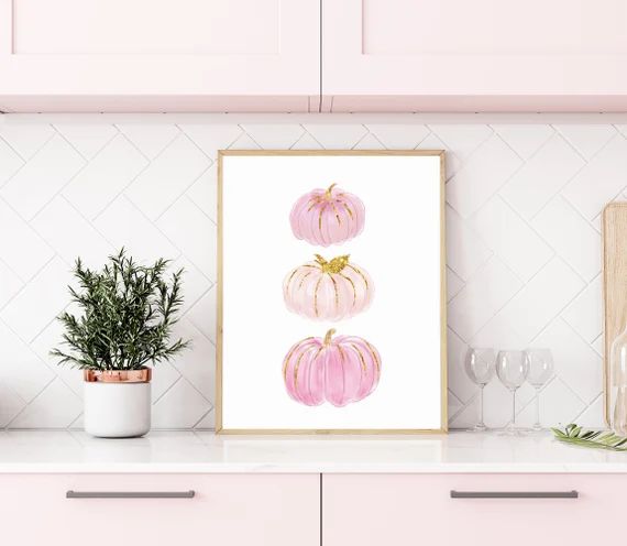 Fall decor |Pink pumpkin downloadable print | Etsy (US)