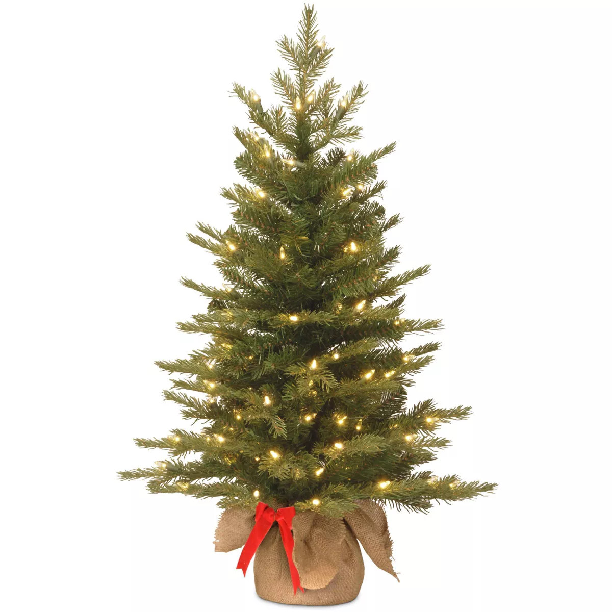 National Tree Company 3' Nordic Spruce Artificial Christmas Tree Burlap Base 50ct Warm White LED | Target