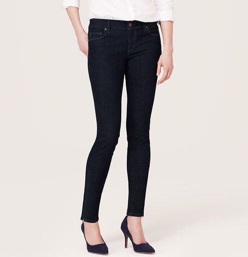 Modern Skinny Ankle Zip Jeans in Dark Rinse Wash | Loft