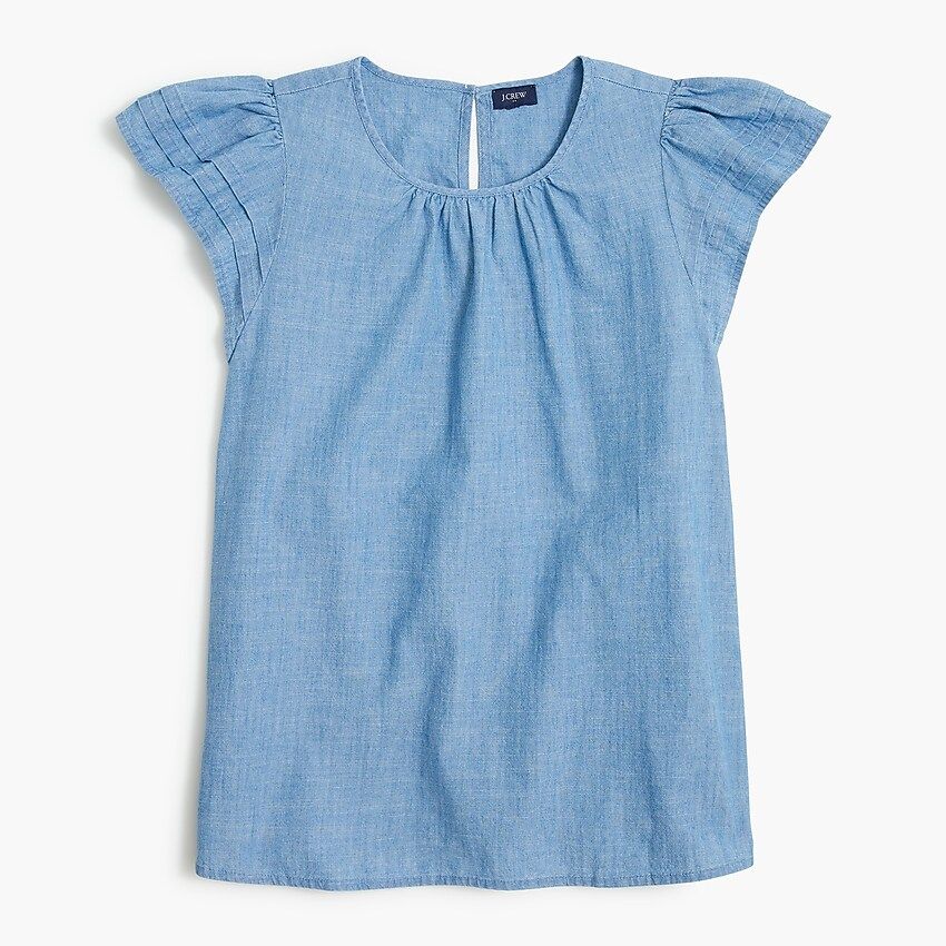 Chambray pintuck flutter-sleeve top | J.Crew Factory