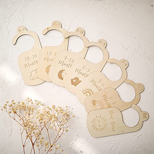 ibwaae Wooden Baby Closet Size Divider Organizer Hanger Clothing Dividers for Newborn Nursery Dec... | Amazon (US)