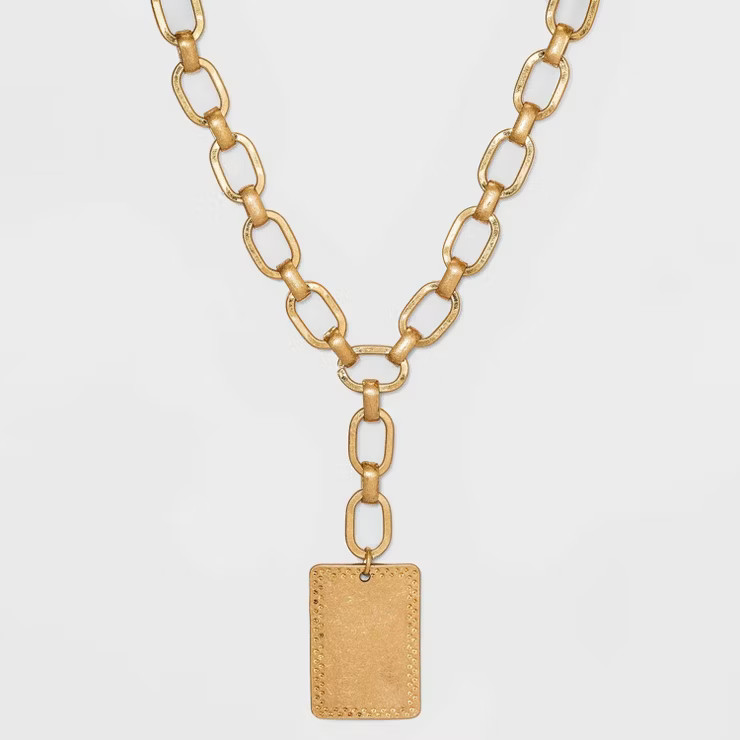 Tag Charm and Link Y Necklace - Universal Thread™ Gold | Target