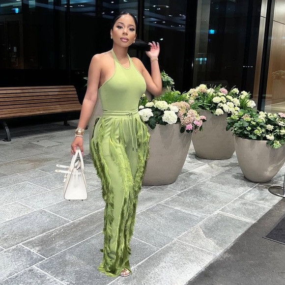 NWT Minaa Monroe high waisted fringe straight leg pants | Poshmark