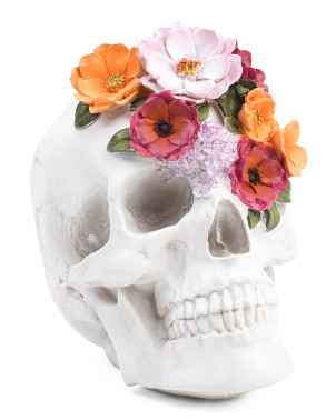 11in Skull Decor With Flowers | Marshalls