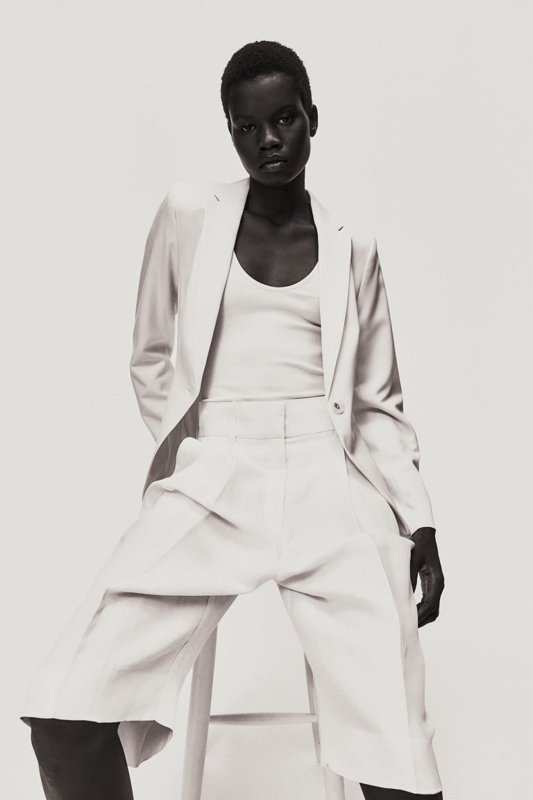 Fitted Blazer - White - Ladies | H&M US | H&M (US + CA)