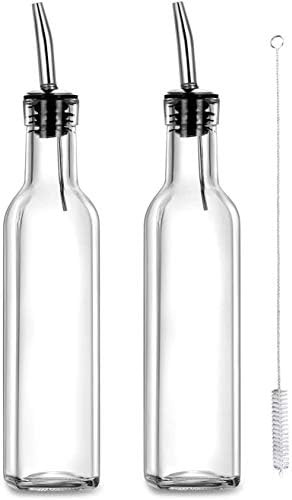 Gusnilo Olive Oil Dispenser, Oil Vinegar Cruet, Square Tall Glass Bottle W/Stainless Steel Pourer... | Amazon (US)