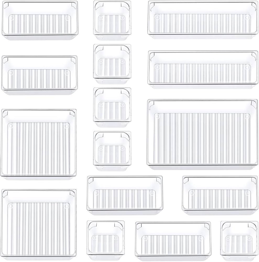 Kootek 16 Pcs Drawer Organizer Set, 5-Size Bathroom Drawer Organizers Makeup Trays Vanity Desk Di... | Amazon (US)