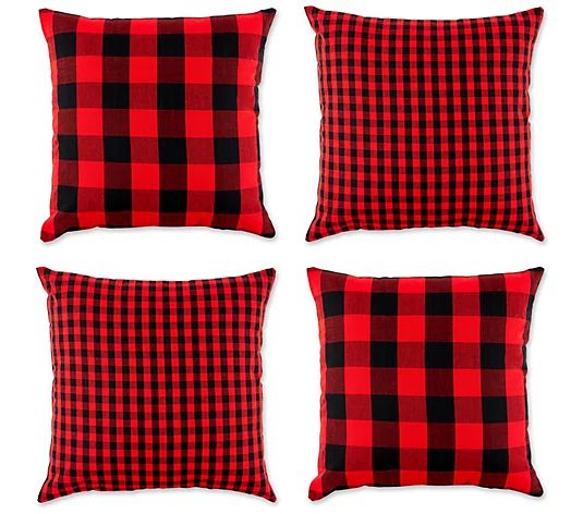 Design Imports Gingham/Buffalo Pillow Covers S/4 - QVC.com | QVC