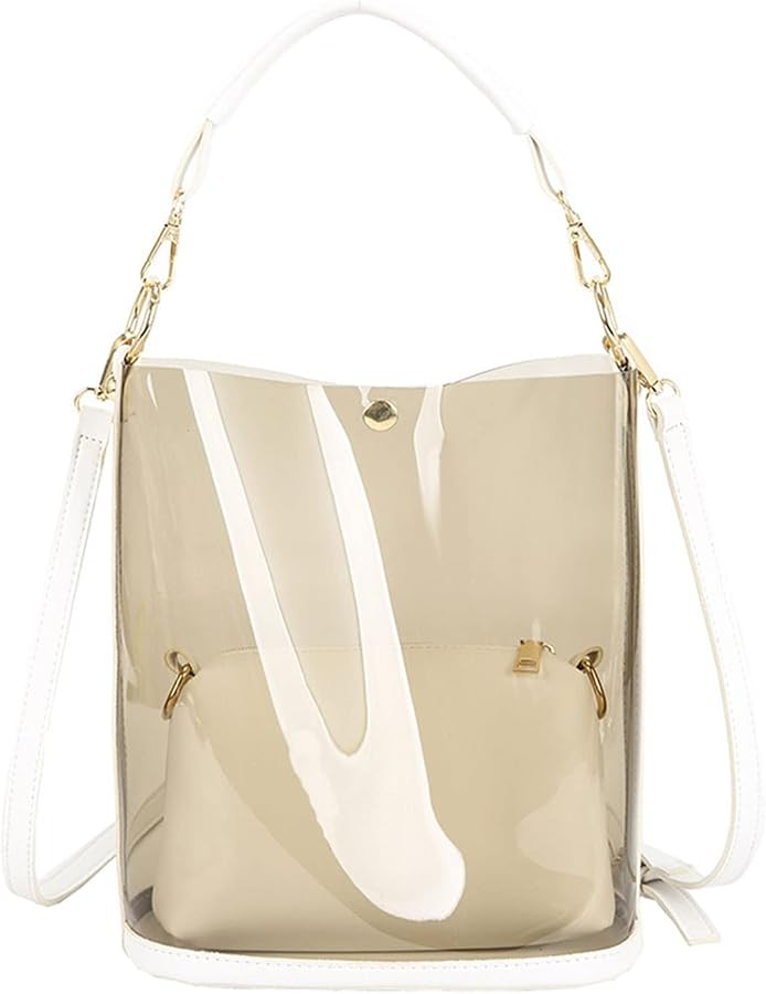 Exquisite Transparent Jelly Bag Clear Bucket Bag 2 in 1 Semi-clear Messenger for Work Business Sh... | Amazon (US)