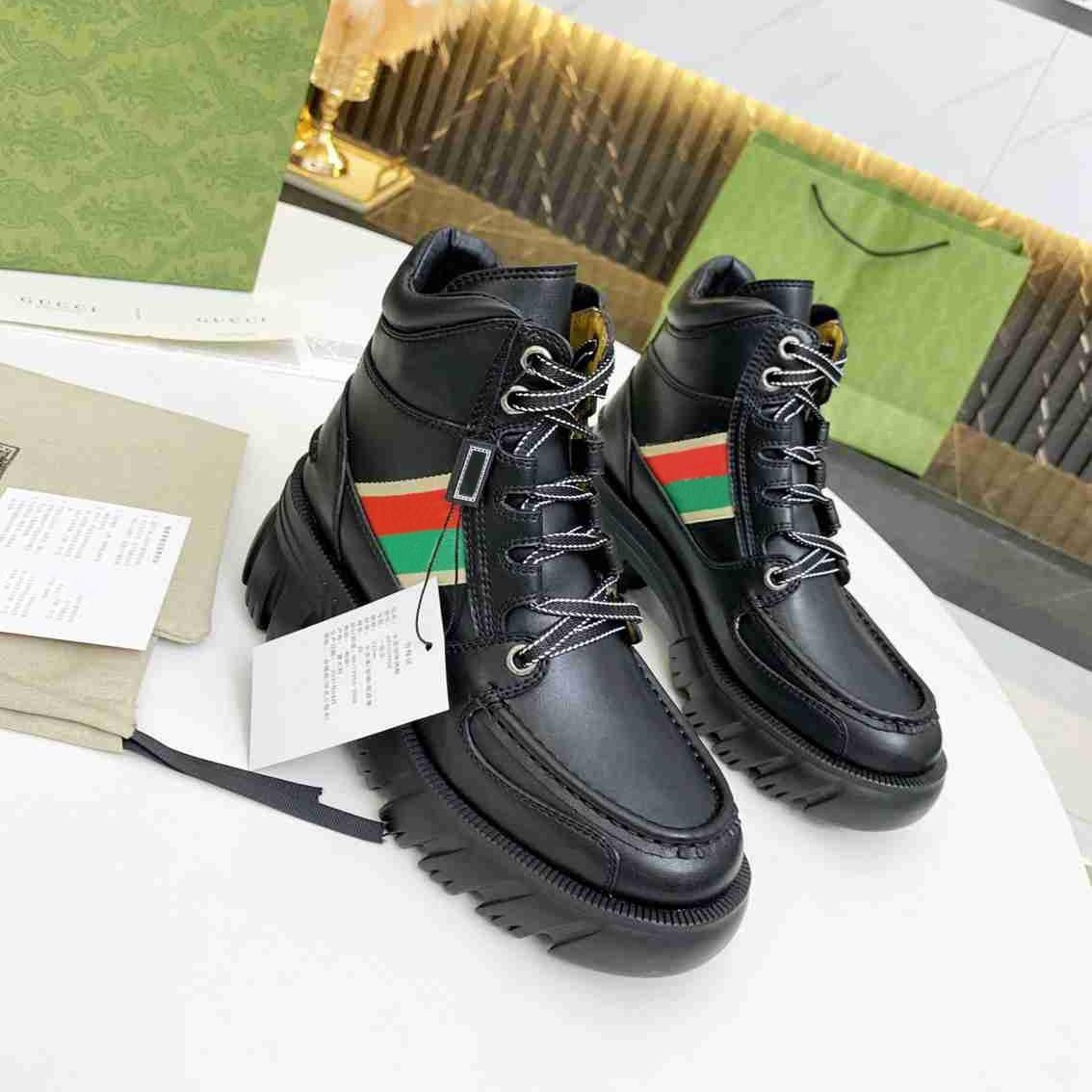 2021 Women Boots Cowhide Leather Designer Buckle Bee Thick Sole Shoes Ladies Fashion Knit Short B... | DHGate