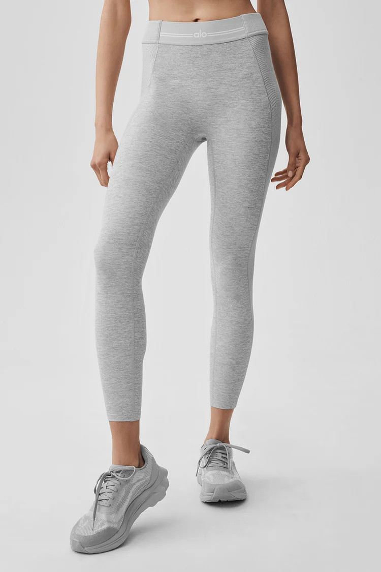 Alosoft High-Waist 7/8 Relay Legging - Athletic Heather Grey/White | Alo Yoga (US)