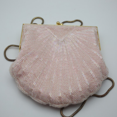 Vtg Partners Mervyns Evening Beaded Purse Bag Clam Shape Baby Pink Gold Strap | eBay | eBay US