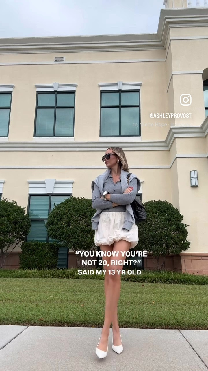 Wearing a sm in the skirt. Med in the sweatshirt. Size 1/2 down in heels 

#LTKStyleTip #LTKVideo #LTKOver40