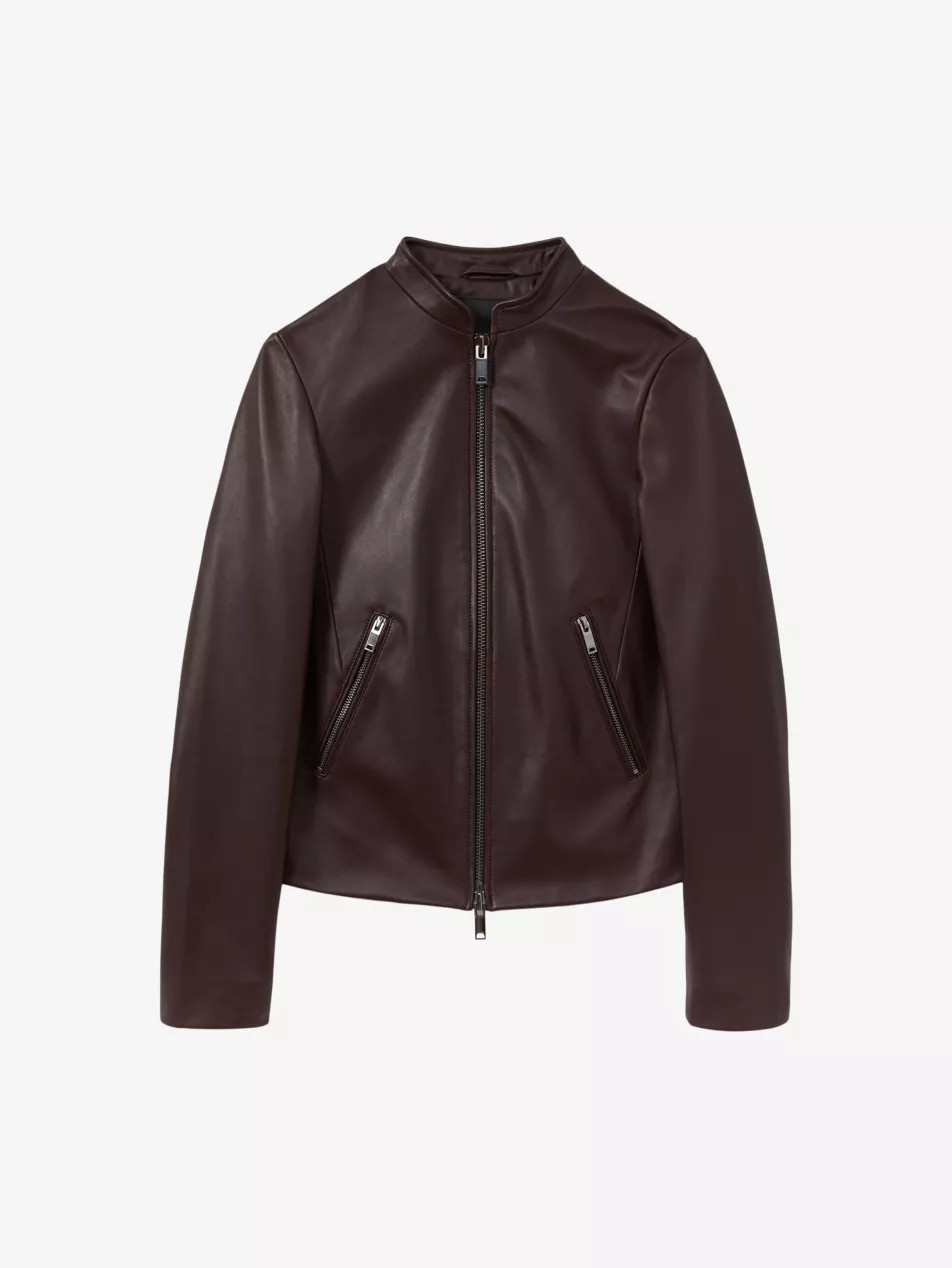 Allie stand-collar leather jacket | Selfridges