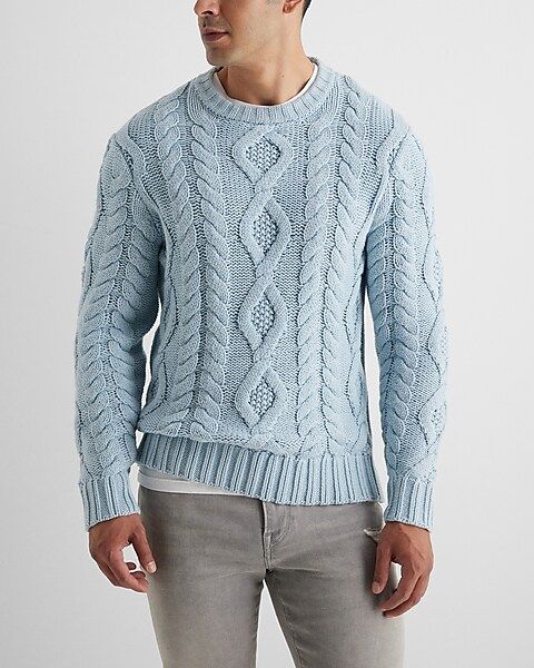 Cotton-Blend Cable Knit Sweater | Express