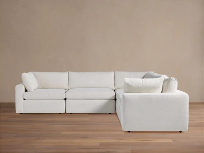 Beale Upholstered 129"" Five Piece Corner Sectional in Nomad Snow | Arhaus