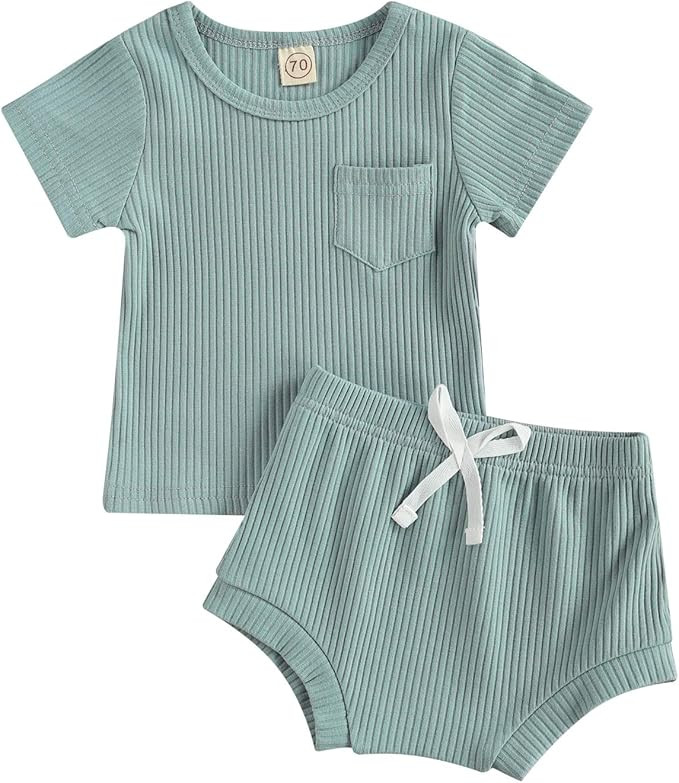 Infant Baby Boy Girl Fall Winter Clothes Outfit Solid Color Tops and Pants Kids Sweatsuit 2 Piece... | Amazon (US)