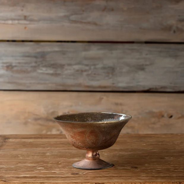 Etched Copper Compote Bowl | Antique Farm House