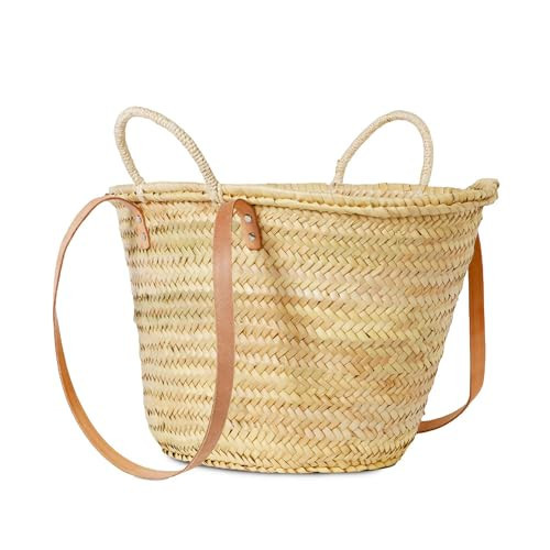Solart Liz Xtra Large Basket Bag – 100% Organic & Handmade in Barcelona, Spain | Eco-Friendly Tote Bag with Cream Leather Straps | Stylish Handbag for Women, Perfect for Travel, Shopping, and Picnics | Amazon (US)