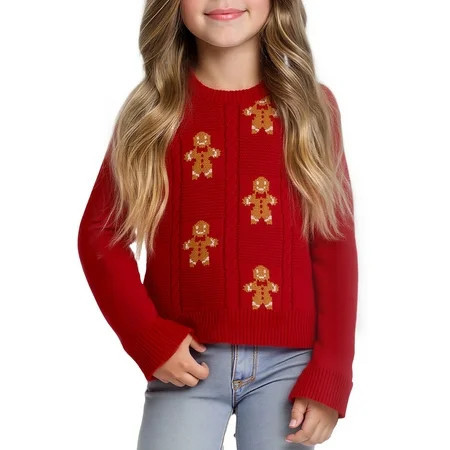 Actgleam Girls Sweater Kids Winter Pullover Long Sleeve Ugly Christmas Sweaters Red 11-12Years | Walmart (US)