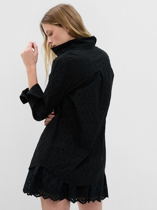 Eyelet Lace Boyfriend Shirt | Gap (US)