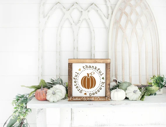 Thankful Grateful Blessed Fall Sign, Wood Thankful Grateful Blessed Sign, Thankful Grateful Bless... | Etsy (US)