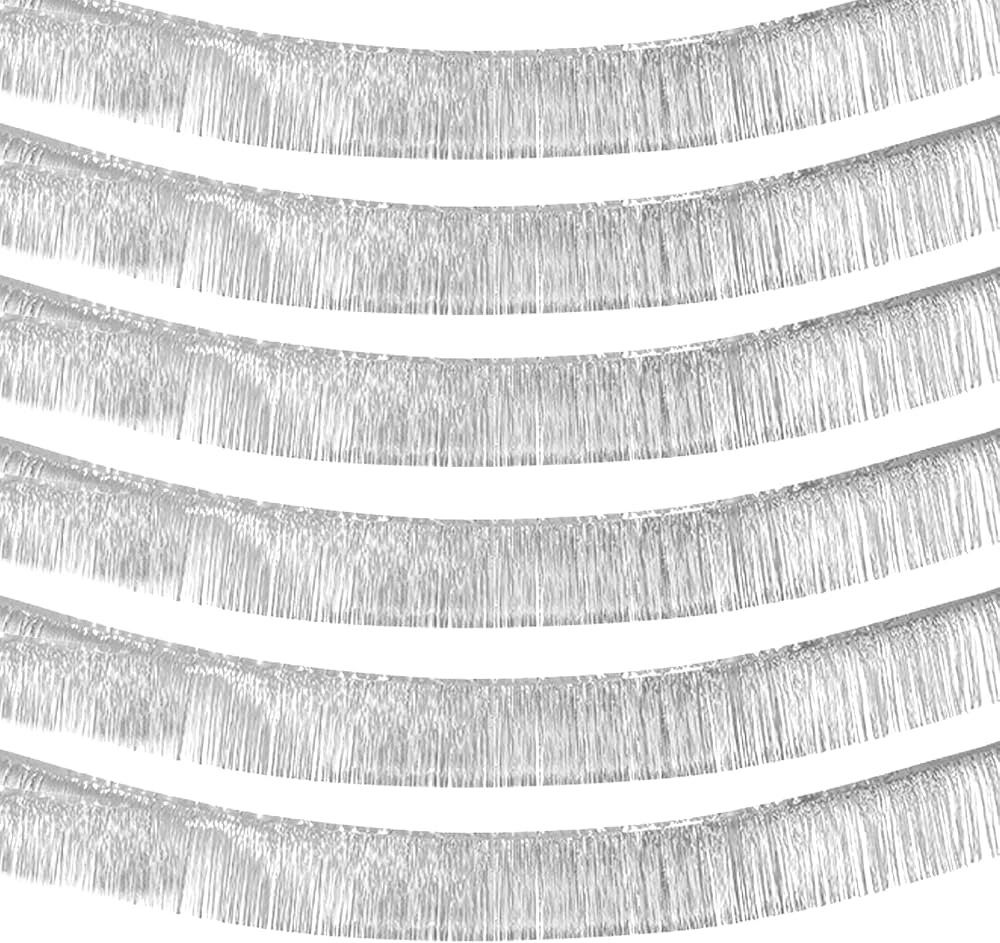 6 Pack 10 Feet Silver Foil Fringe Garland Metallic Tinsel Streamers Banner Wall Hanging Curtain B... | Amazon (US)